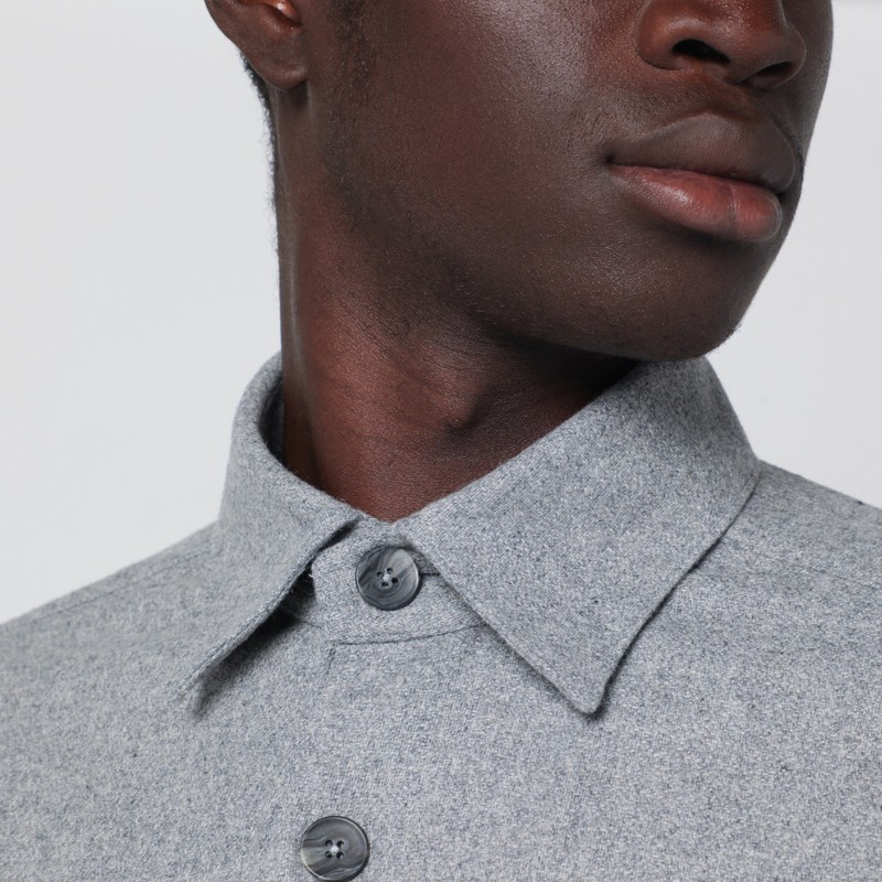 Xacus Gray Overshirt Jacket In Wool Blend In Gray