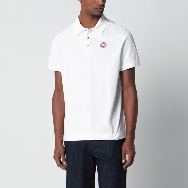 White polo with patch logo