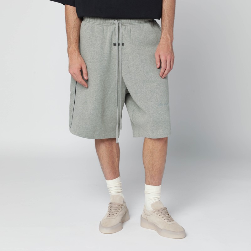 Essentials Grey Shorts With Contrasting Trims In Black