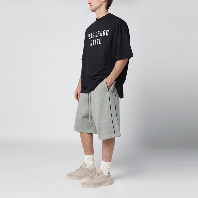 Essentials Grey Shorts With Contrasting Trims In Black
