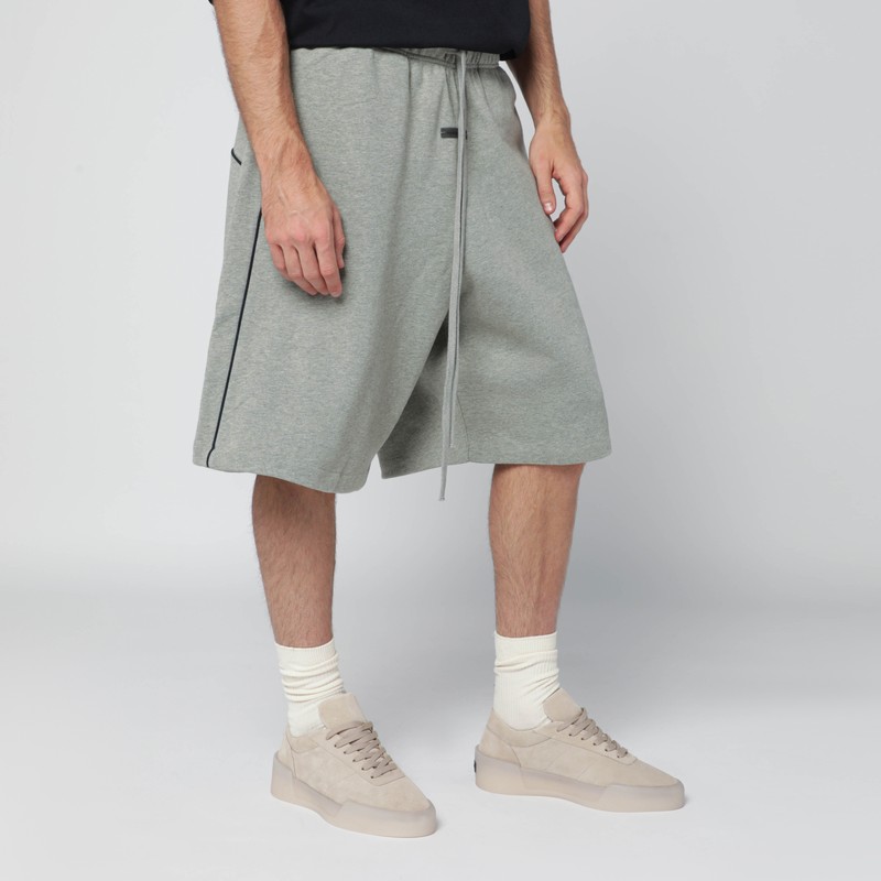 Essentials Grey Shorts With Contrasting Trims In Black