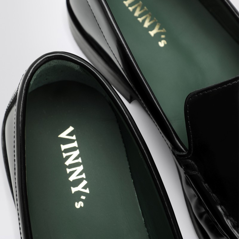 Vinny's Vinnys Black Leather Micahel Moccasins In Black