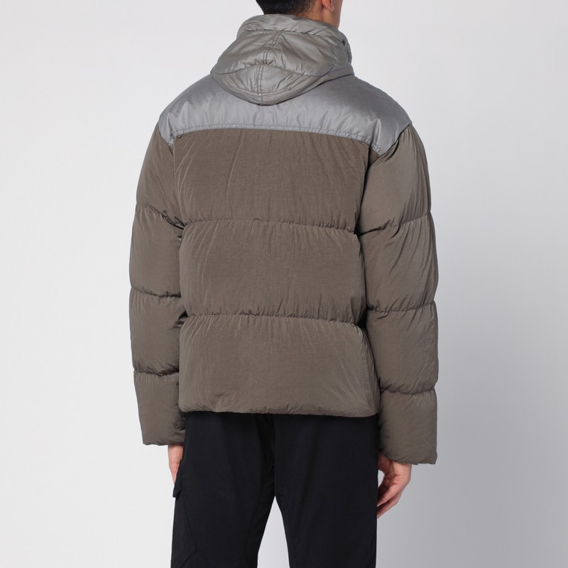 C.p. Company Boxy Cropped Padded Jacket With Horizontal Quilting In Gray