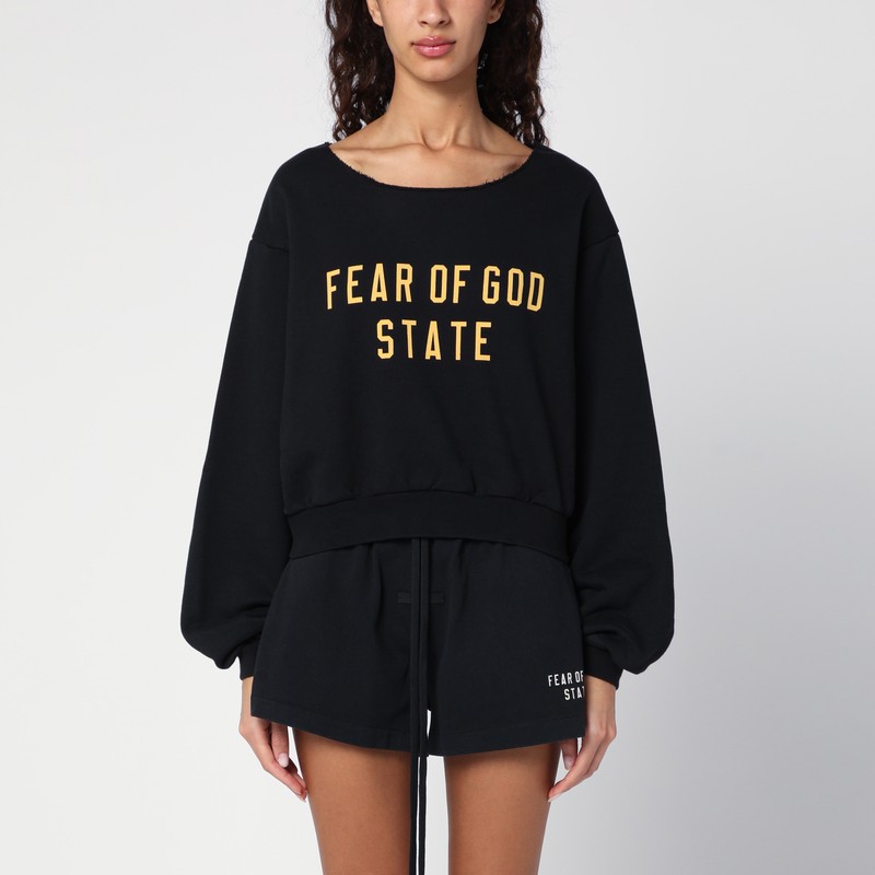 Black cropped sweatshirt with logo
