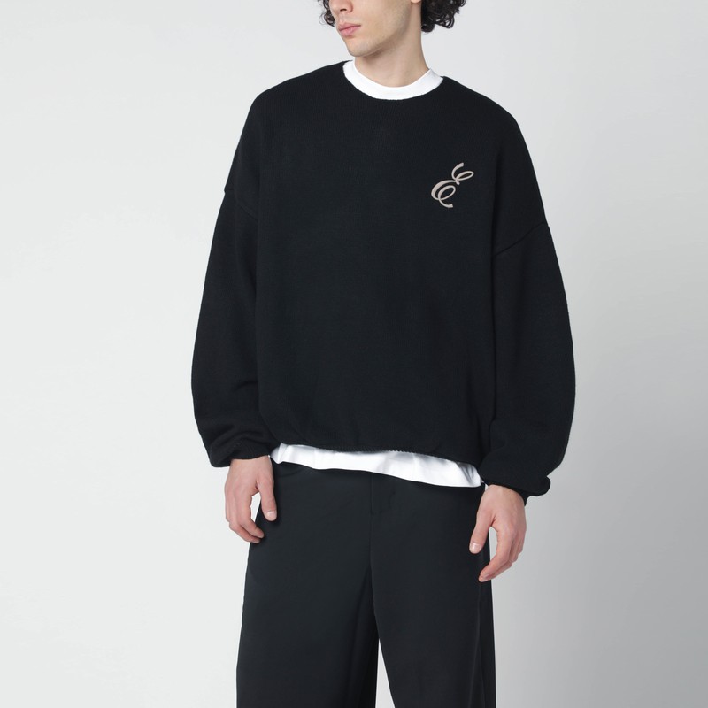 Black nylon-wool blend sweater