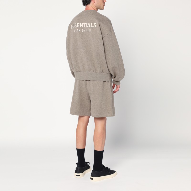 Essentials Grey Brushed Cotton Sweatshirt In Brown