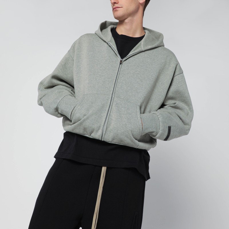 Essentials Grey Cotton Fleece Hoodie In Gray