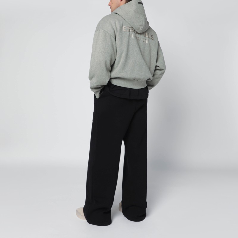 Essentials Grey Cotton Fleece Hoodie In Gray