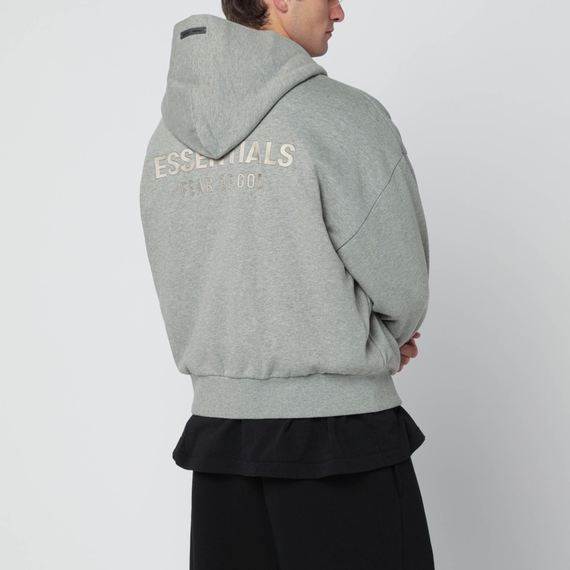Essentials Grey Cotton Fleece Hoodie In Gray