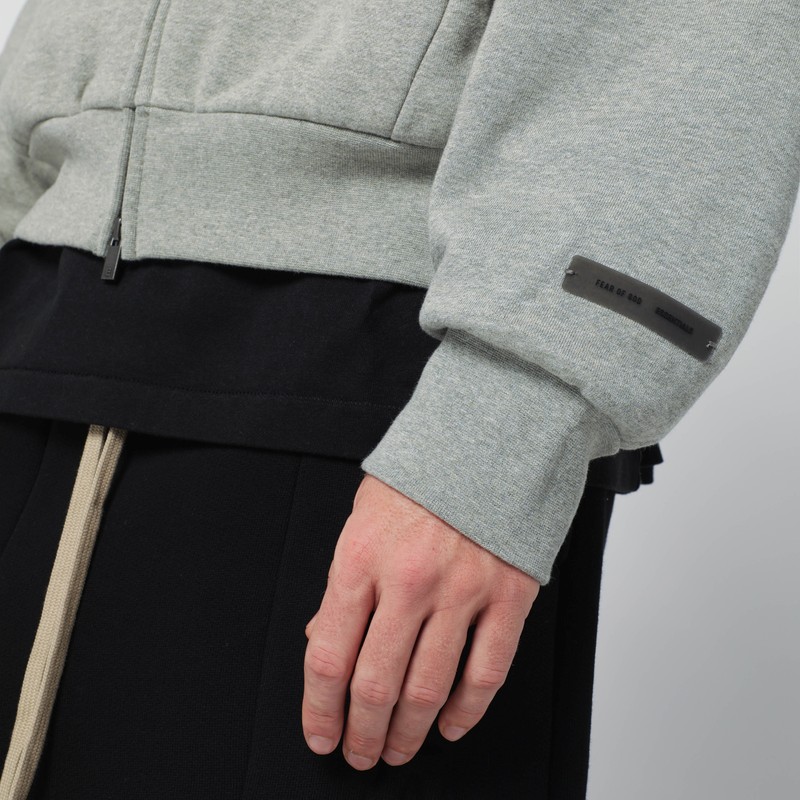 Essentials Grey Cotton Fleece Hoodie In Gray