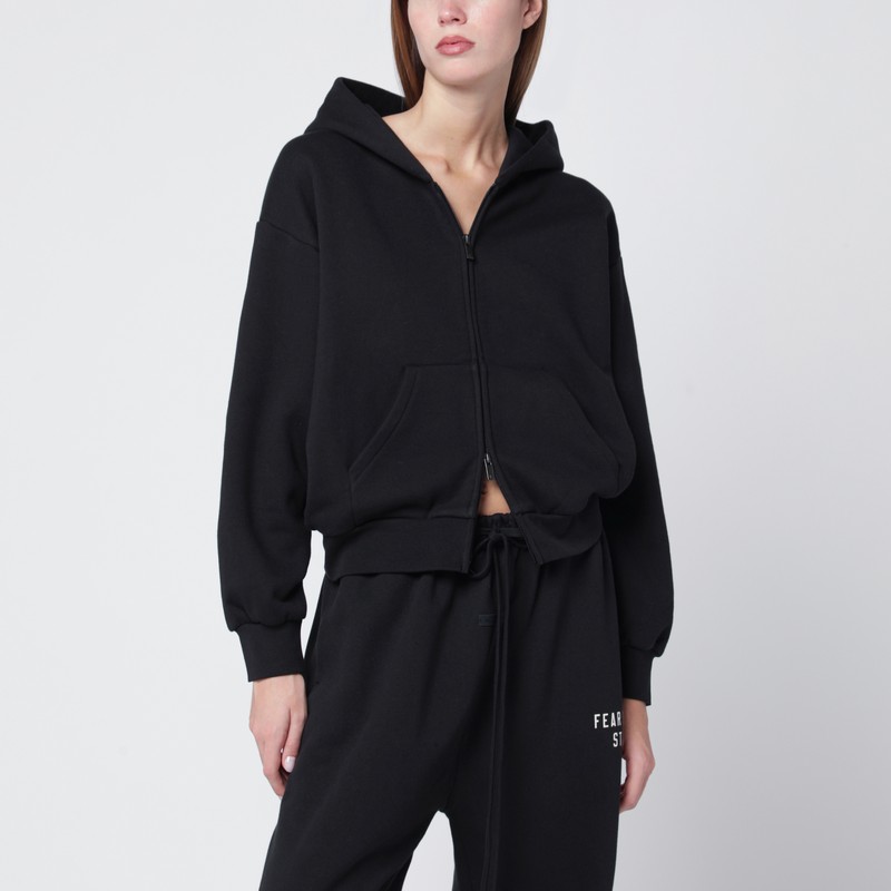 Black cotton fleece hoodie
