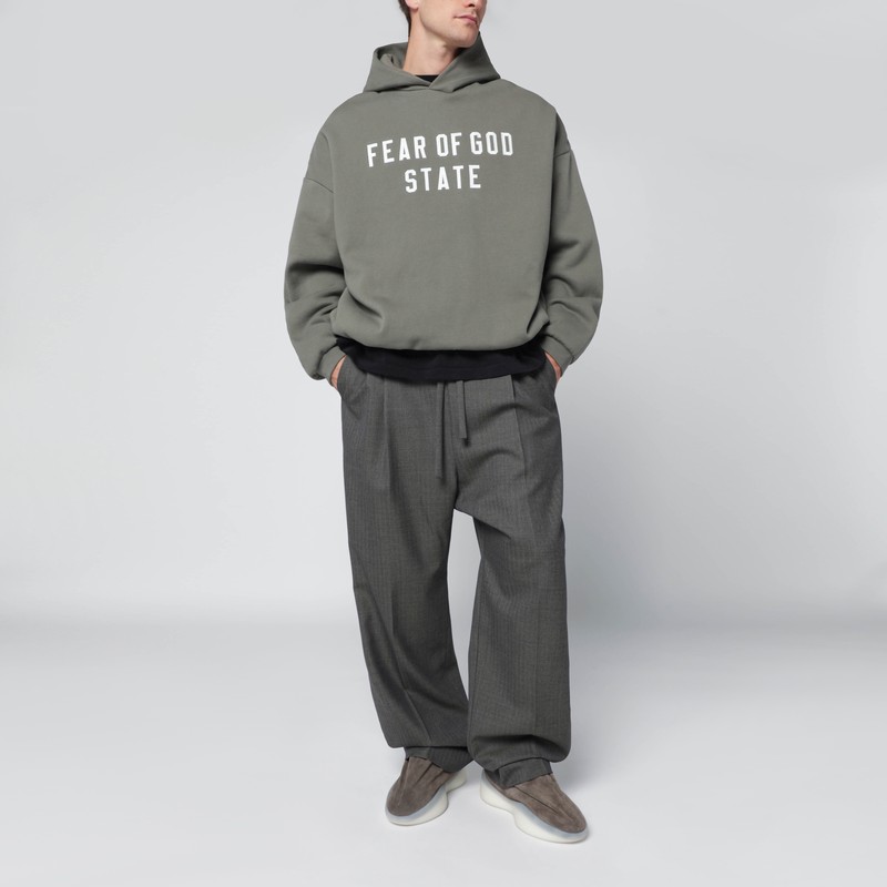 Essentials Moss Green 90's Hoodie In Gray