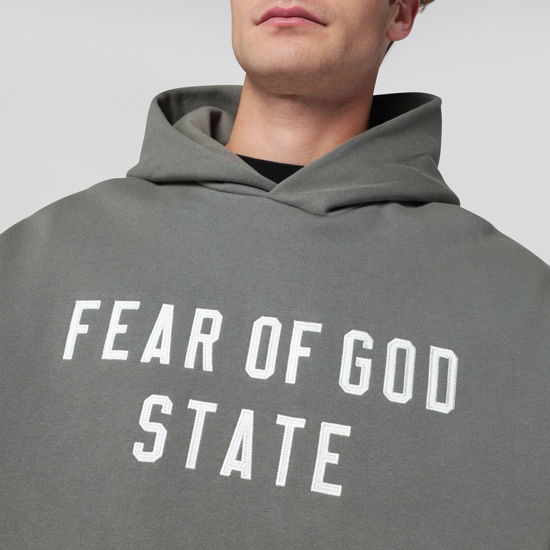 Essentials Moss Green 90's Hoodie In Gray