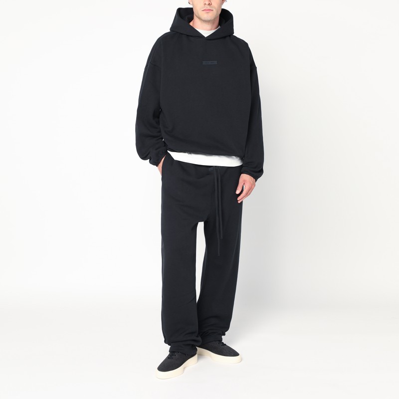 Essentials Black Brushed Cotton Sweatshirt In Black