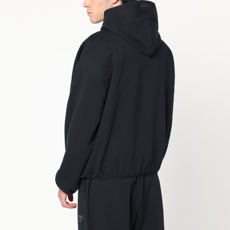 Essentials Black Brushed Cotton Sweatshirt In Black