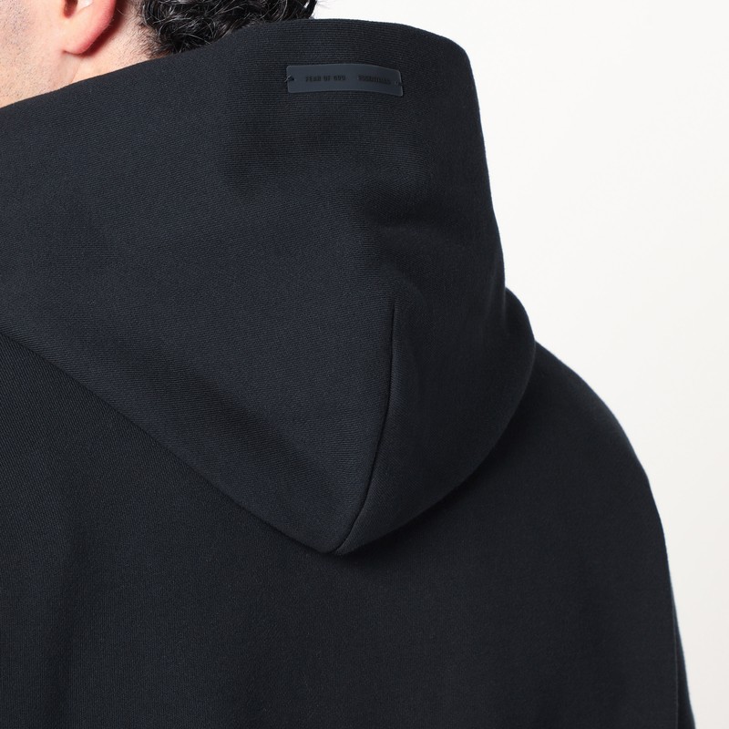 Essentials Black Brushed Cotton Sweatshirt In Black