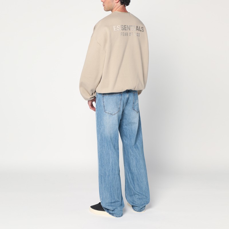 Essentials Greige Brushed Cotton Sweatshirt In Nude
