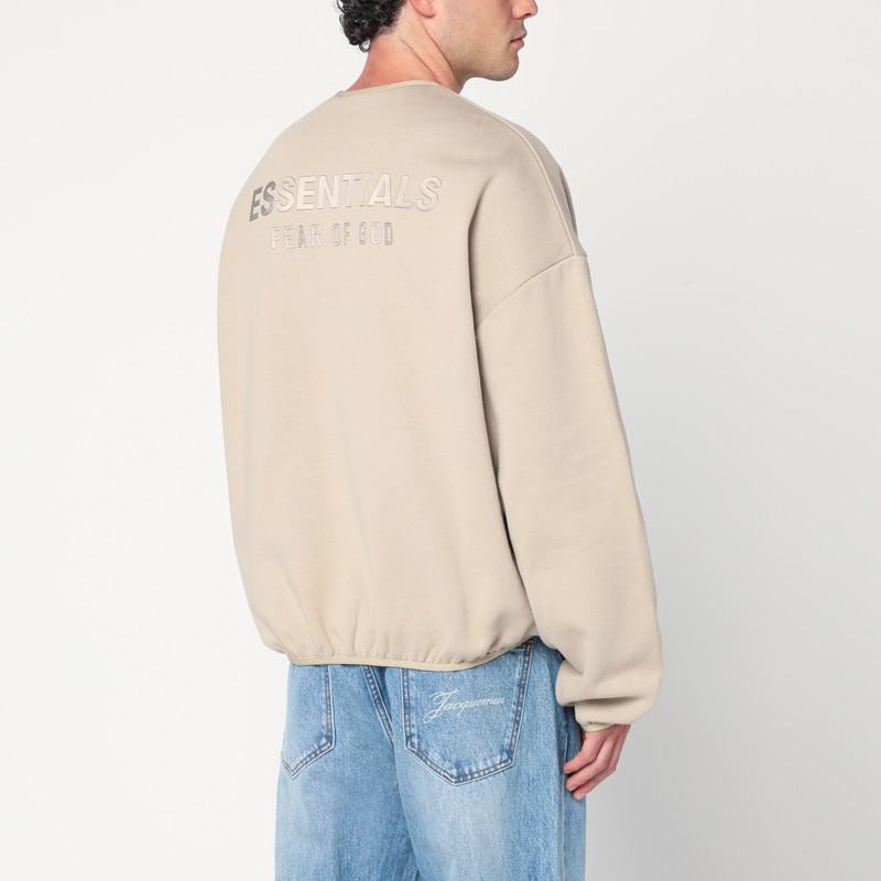 Essentials Greige Brushed Cotton Sweatshirt In Nude