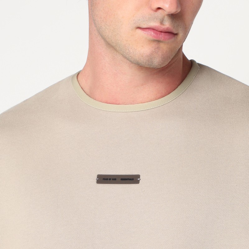 Essentials Greige Brushed Cotton Sweatshirt In Nude