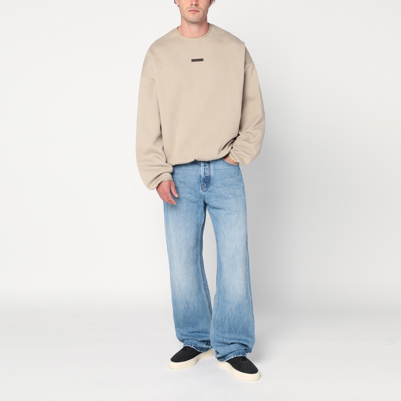 Essentials Greige Brushed Cotton Sweatshirt In Nude