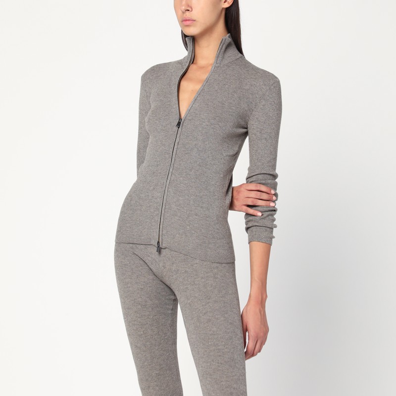 Ribbed grey zip cardigan - Fear of God Essentials - Modalova