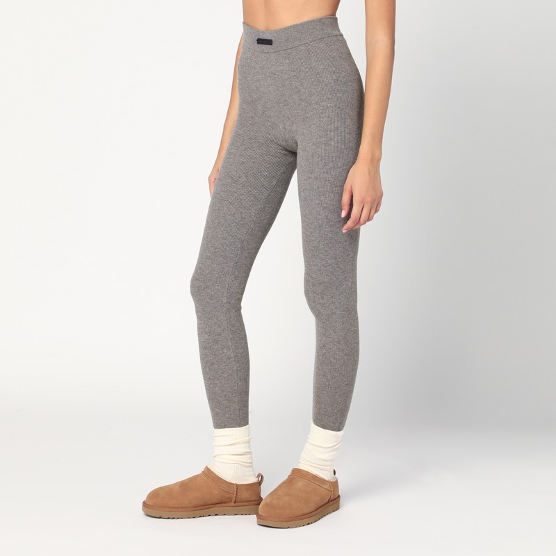 Essentials Ribbed Grey Leggings In Gray