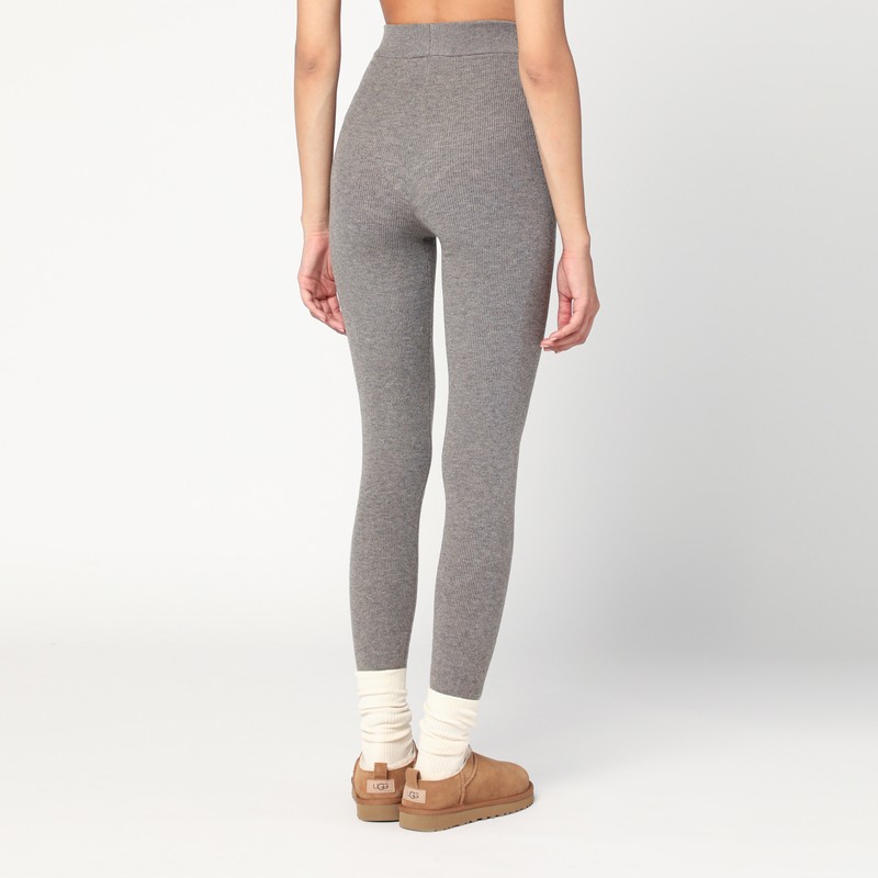 Essentials Ribbed Grey Leggings In Gray