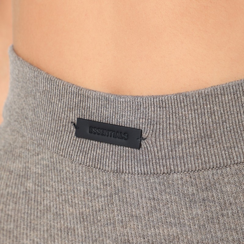 Essentials Ribbed Grey Leggings In Gray