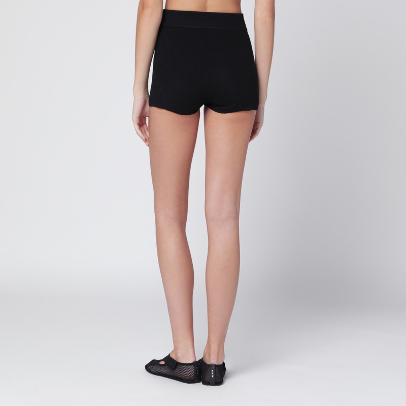 Essentials Black Culotte In Stretch Waffle Fabric In Black