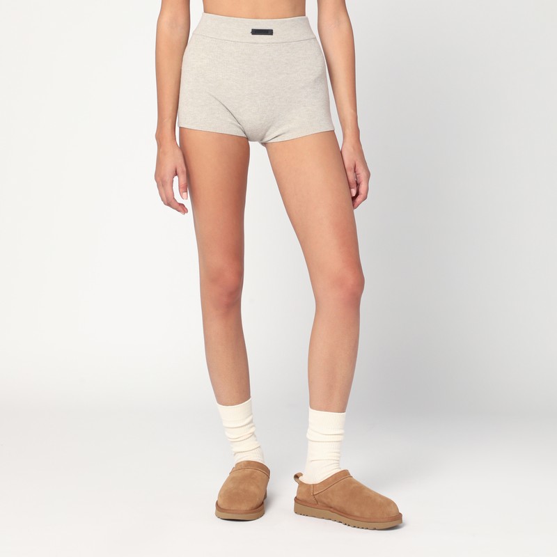 Essentials Ribbed Greige Culottes In Brown