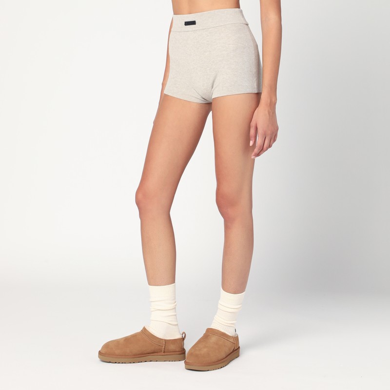 Essentials Ribbed Greige Culottes In Brown