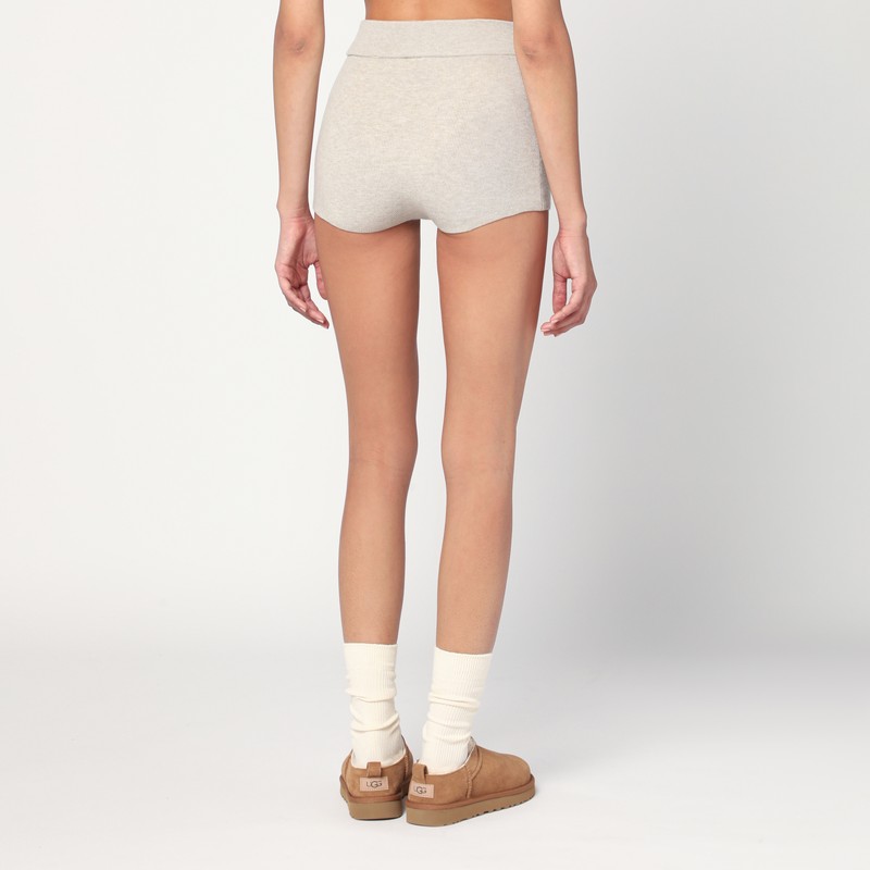 Essentials Ribbed Greige Culottes In Brown