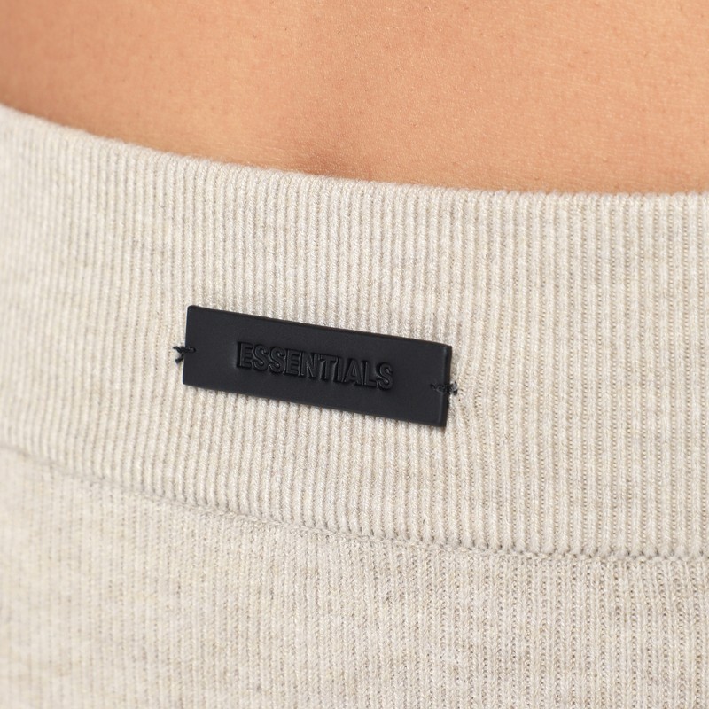 Essentials Ribbed Greige Culottes In Brown