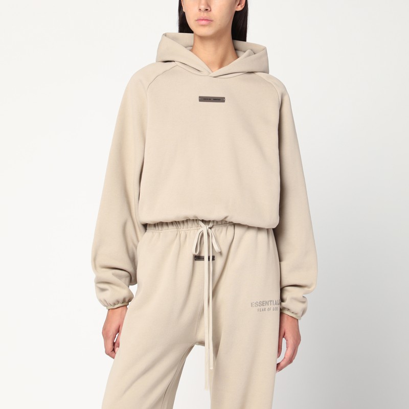 Essentials Greige Brushed Cotton Sweatshirt In Sand