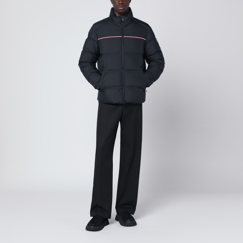 Moncler Blue Zip Jacket In Black
