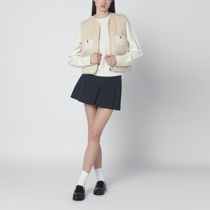 Moncler Mimosa Gilet In Teddy-effect Fleece In Sand