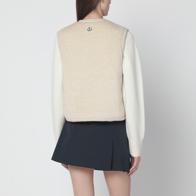 Moncler Mimosa Gilet In Teddy-effect Fleece In Sand