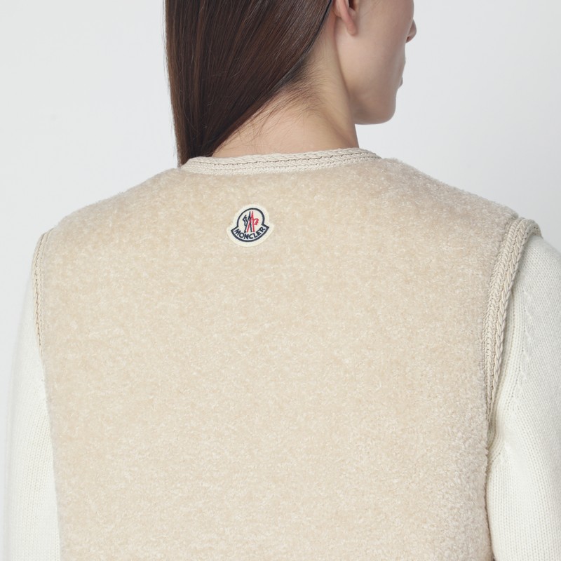 Moncler Mimosa Gilet In Teddy-effect Fleece In Sand