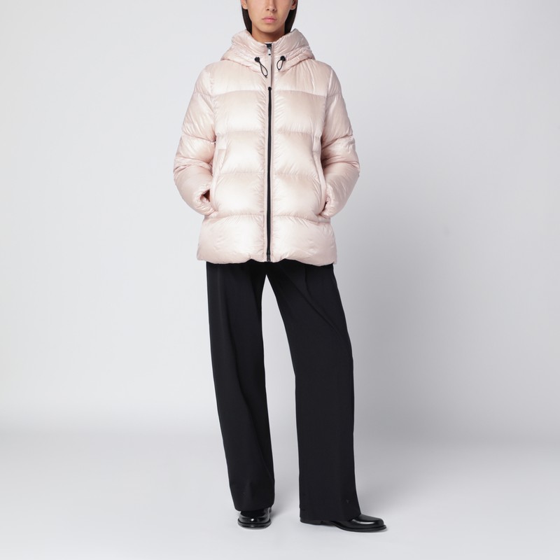 Moncler Light Pink Zip-up Down Jacket In Pink