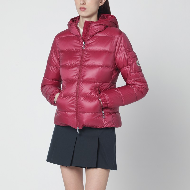 Glesse short padded jacket with hood in red