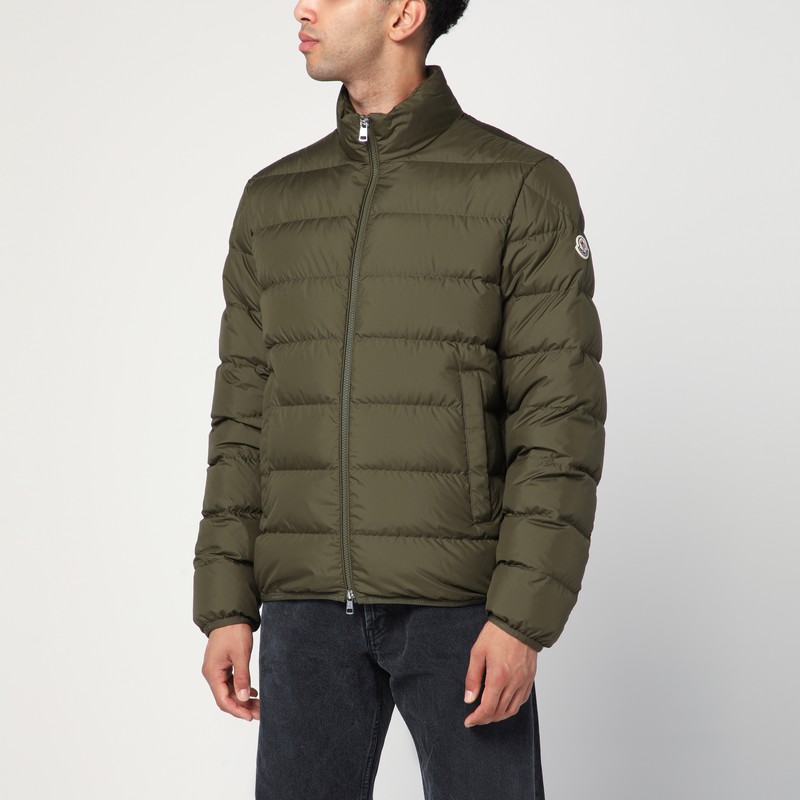 Short zip-up puffer in khaki