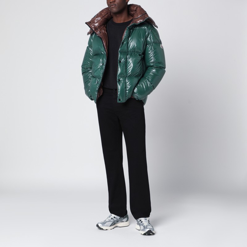 Moncler Parana Glossy Hooded Short Down Jacket Clothing In Green