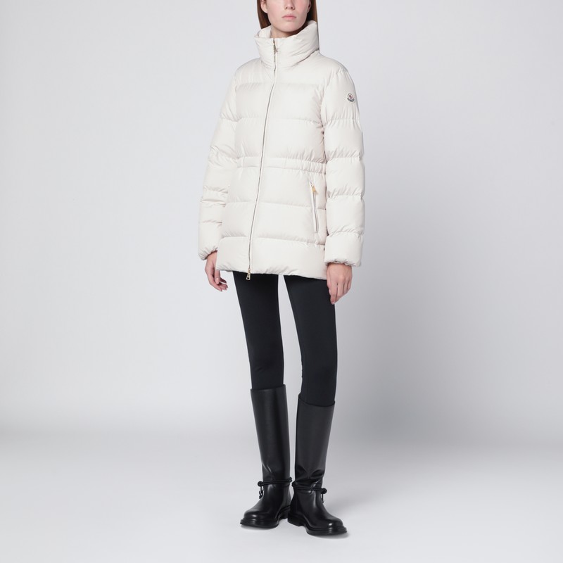 Moncler White Zip-up Down Jacket In White