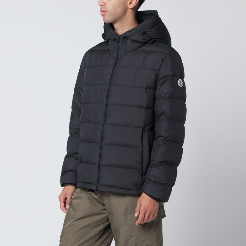 Black hooded down jacket