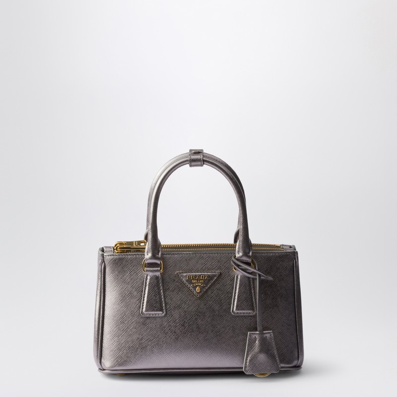 Prada Galleria mini chrome patent Saffiano bag