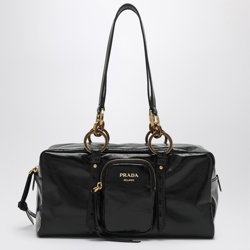 Medium black leather Dangle bag - Prada - Modalova