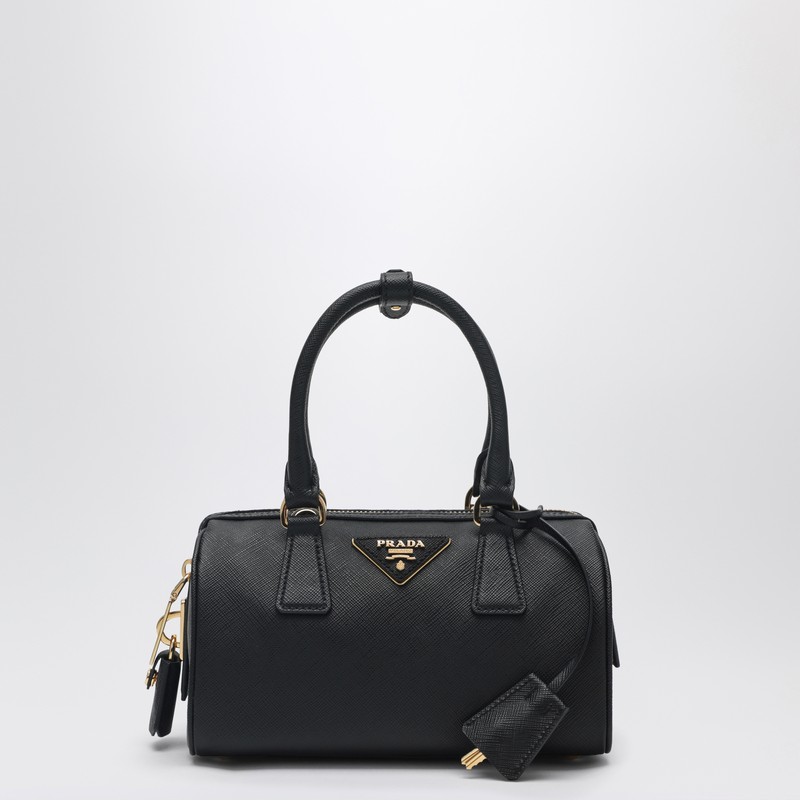 Small black Saffiano leather top-handle bag
