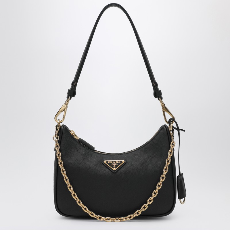 Mini Prada Re-Edition bag in black Saffiano