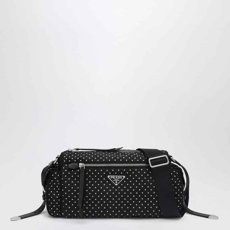 PRADA PRADA | BLACK RE-NYLON BAG WITH STUDS