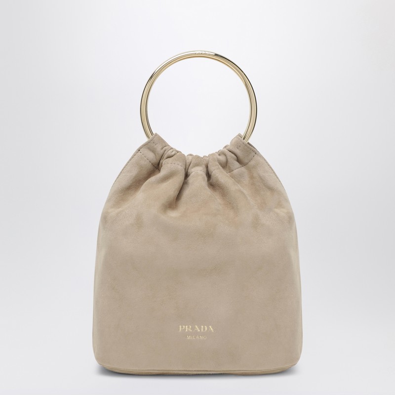 Mini bucket bag in desert suede